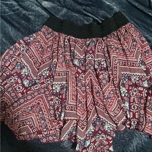 Bohemian Patterned Skirt with Black Waistband